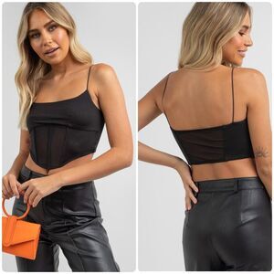 Women's Luvalot Black Corset Mesh Style Cropped 'In your element'  Top 4 Baddie